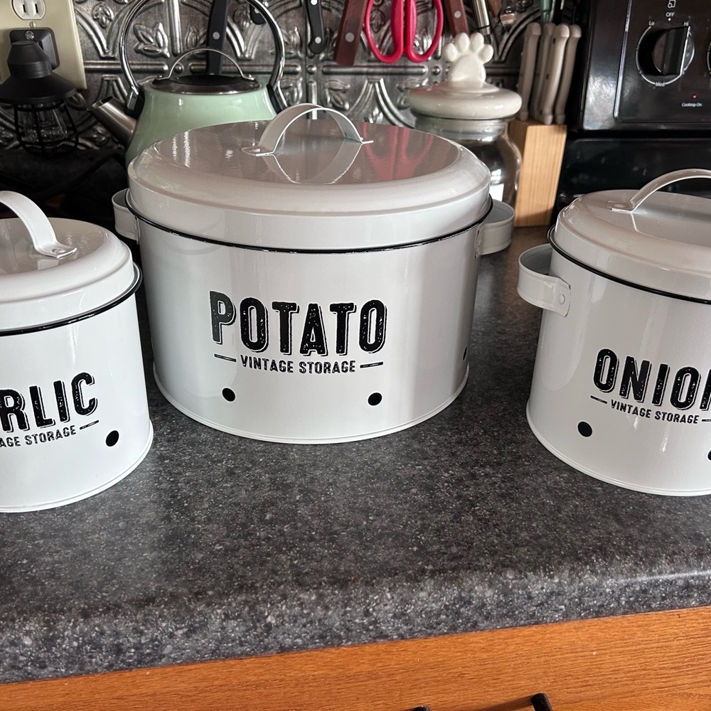White Vintage Storage Canister Set for Kitchen